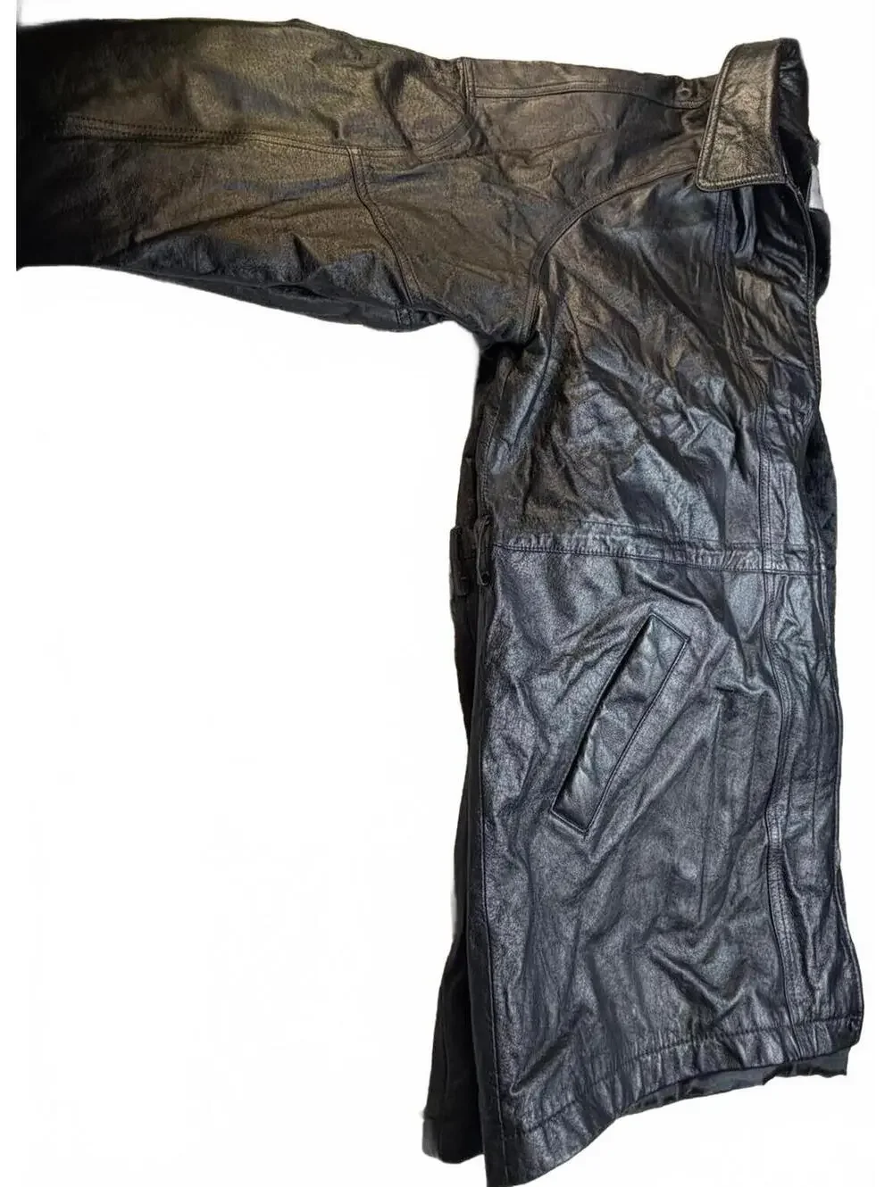 COAT Vintage Black Leather Jacket with Faux Fur Lining By American Leather
